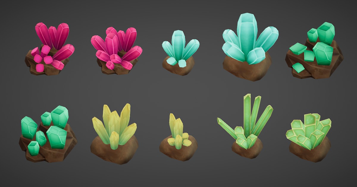 Unity Transparent Crystal Stylized Crystals 2 | 3D Props | Unity Asset Store