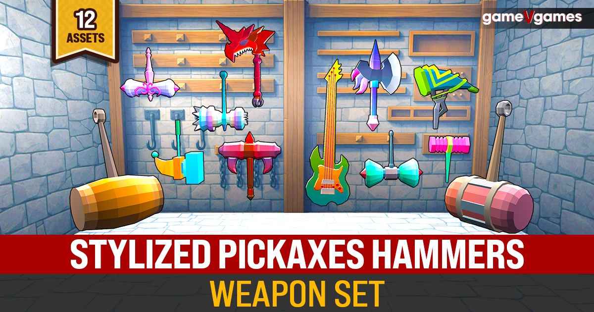 Stylized Pickaxes & Hammers Weapon Set | 3D Props | Unity Asset Store