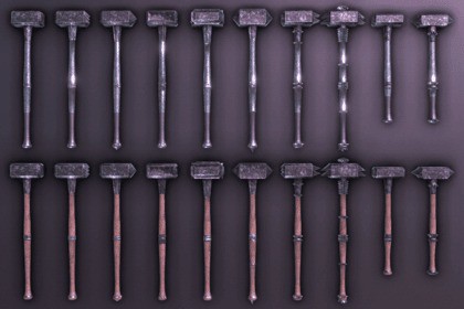 Modular Melee Hammer Pack | Low Poly Stylized Melee Weapon Procedural Parts Pack