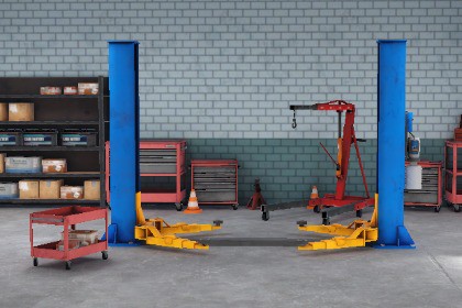 Garage-Autoservice Low-poly 3D models URP
