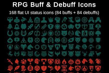 RPG Buff & Debuff Icons - Flat Fantasy Pack