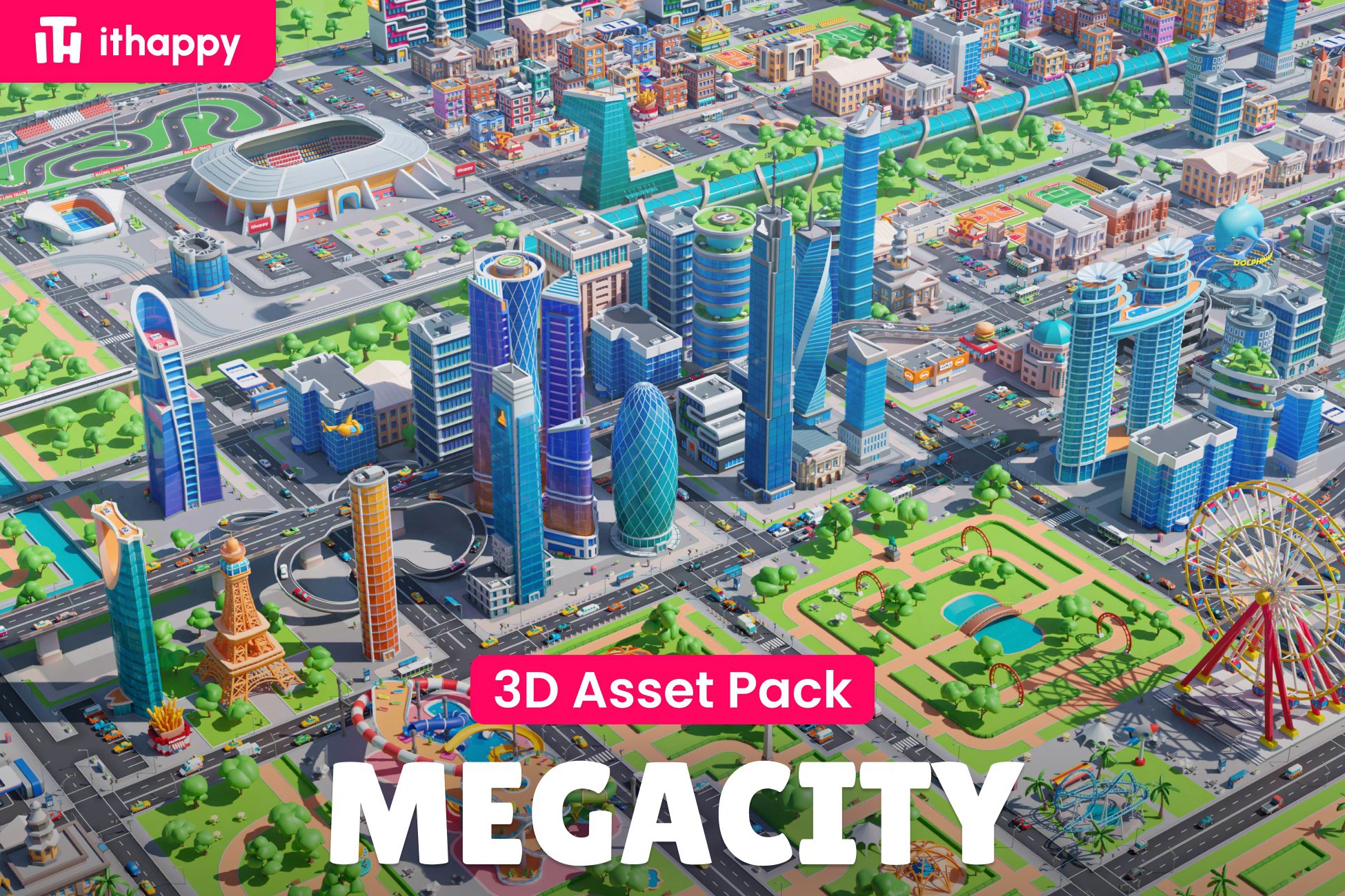 Megacity - Low Poly City 3D Models Pack