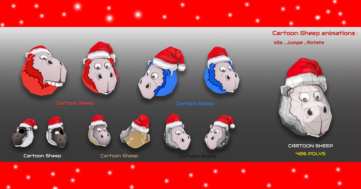 Cartoon Sheep XMas | 3D キャラクター | Unity Asset Store