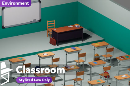 Low Poly Classroom Props and Stationery