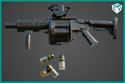 Grenade Launcher 01 Black URP HDRP Textures