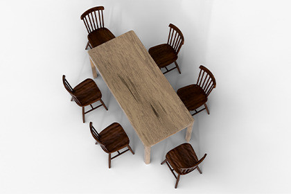 Wooden Dining Table Set with 6 Chairs
