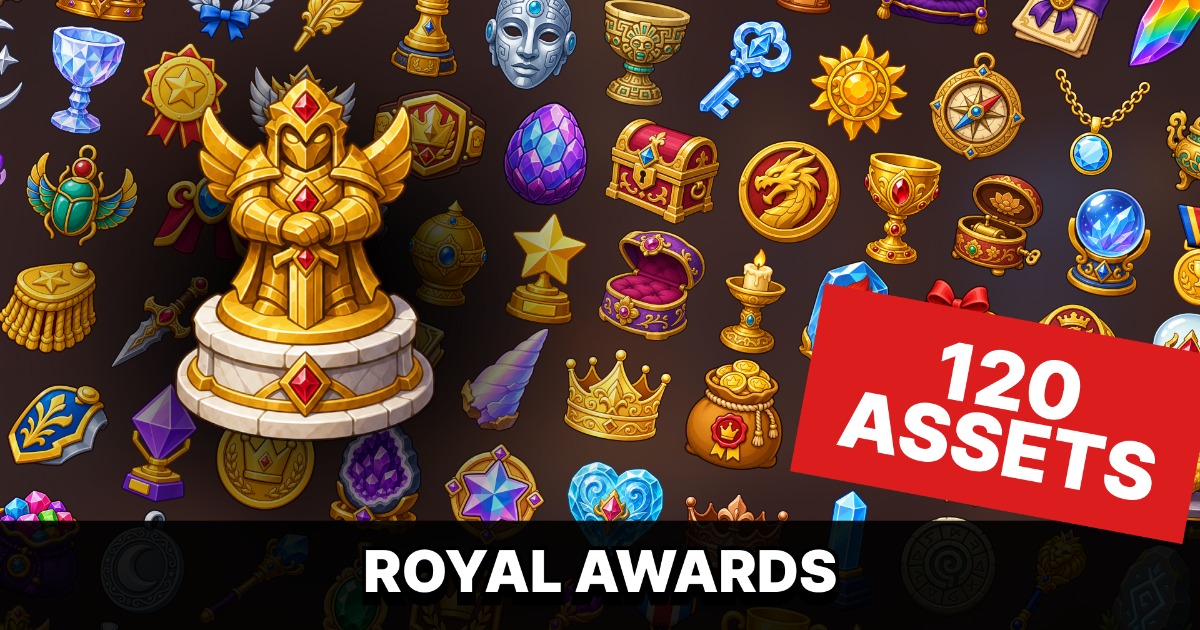 Royal Awards Relics Crowns Gems Prestige Rewards Icons Pack | 2D ...