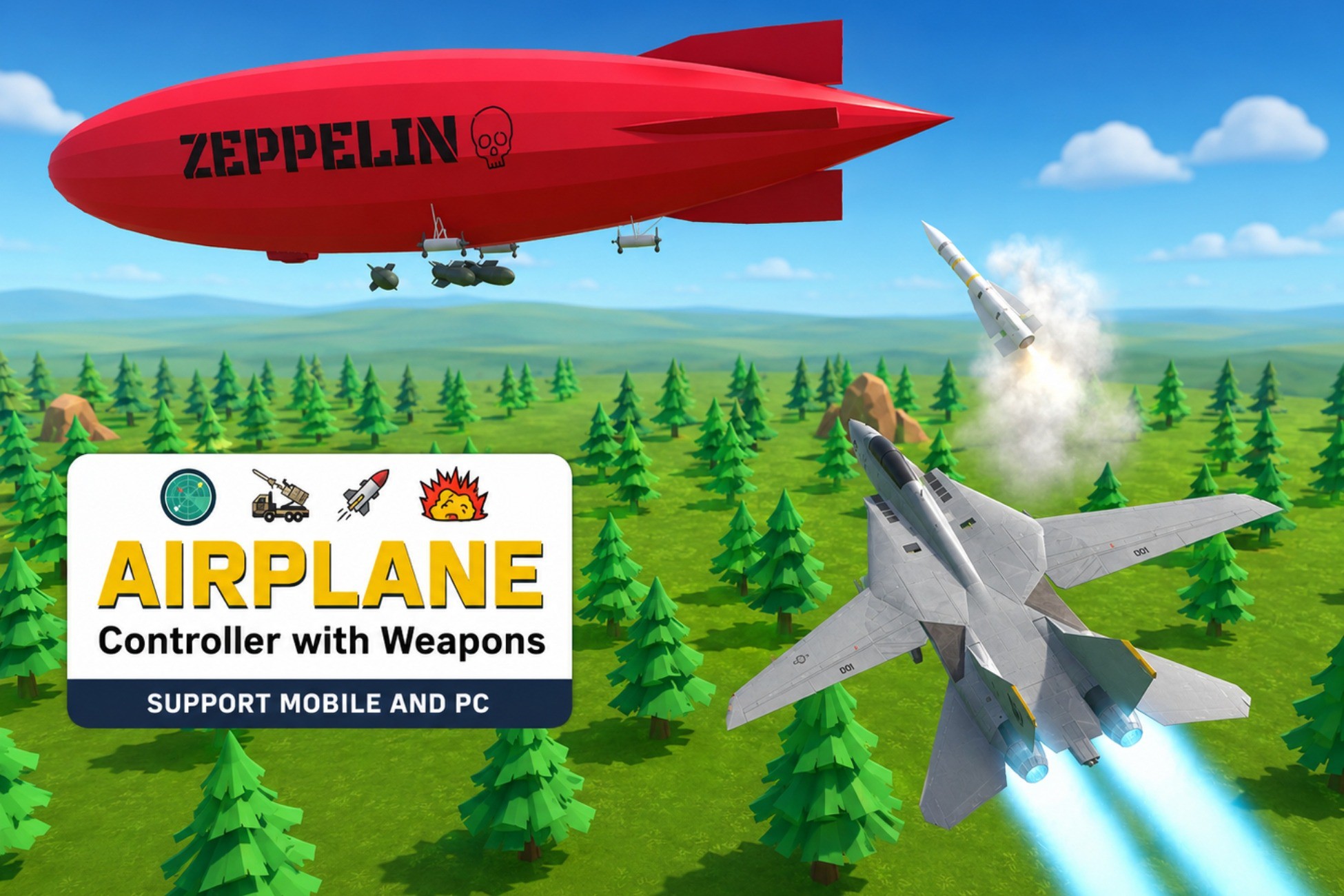 Airplane Controller with Weapons for Mobile and PC