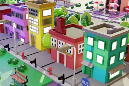 Low Poly Stylized City Pack – 52 Modular Buildings & Props