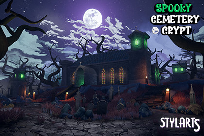Stylized Spooky Cemetery Crypt