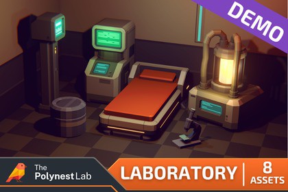 FREE Low Poly Sci-Fi Laboratory Environment Demo / Cosmic Retro