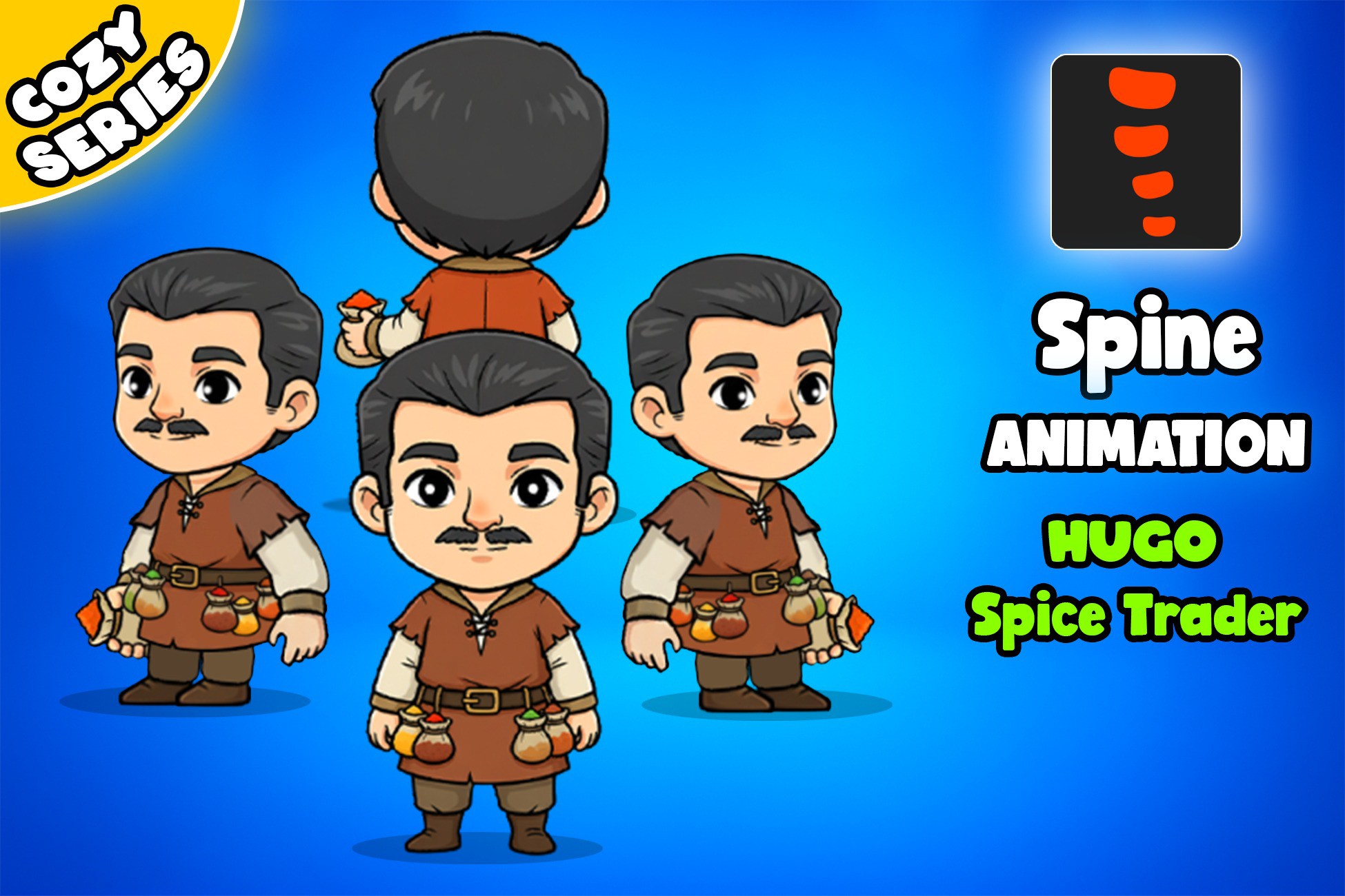 Hugo Spice Trader 2D Animated Spine Character (Cozy Series) | 2D ...