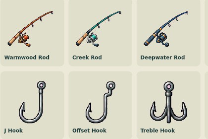Streamside Fishing Gear — 2D Equipment Animations