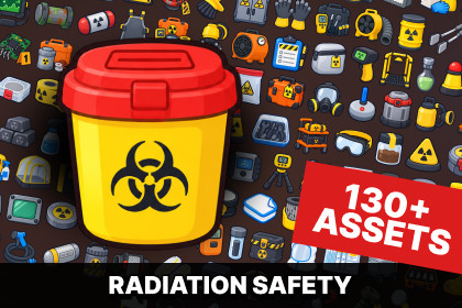 Nuclear Radiation Hazmat Decontamination Safety Icons Pack