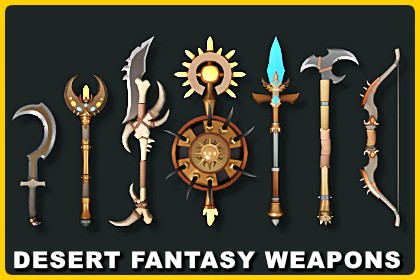 Stylized Desert Fantasy Weapons - Low Poly Asset Pack