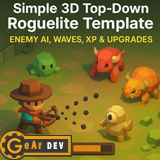 Simple 3D Top-Down Roguelite Template - Enemy AI, Waves, XP & Upgrades(URP/HDR)