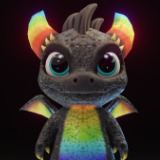 Cartoon Rainbow Dragon 3D Model (Low-Poly, Game-Ready, Animated, Built-In)
