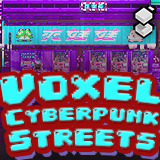 Voxel Cyberpunk Streets - 3D pixel art - monogon