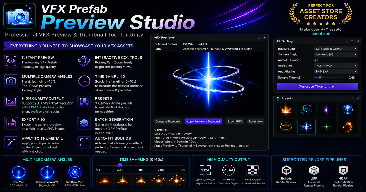 VFX Prefab Preview Studio - Instant preview, Custom thumbnails, Export ...