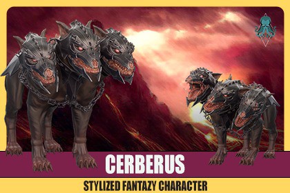 Stylized Modular Demon Cerberus Creature