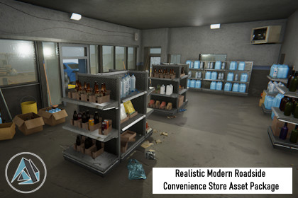 Realistic Modern Roadside Convenience Store Asset Package