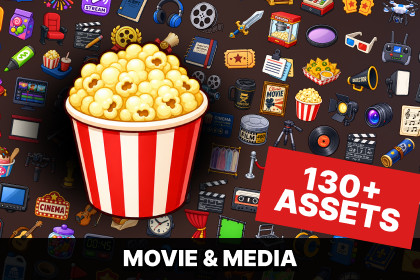 Movie Cinema Film Production Media Music Entertainment Icons Pack