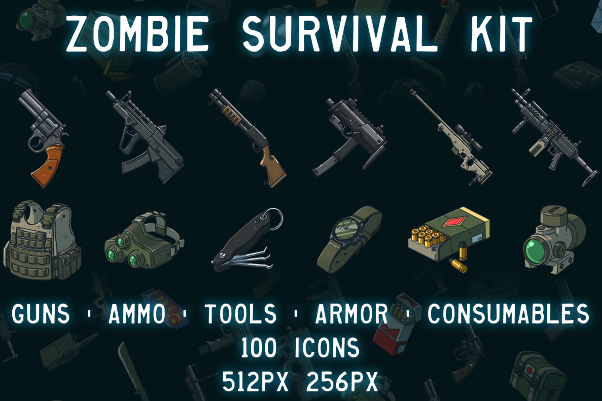 Zombie Survival Kit | 2D Icons | Unity Asset Store