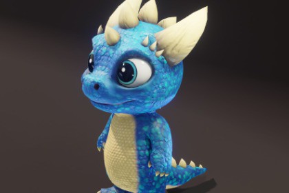 Cartoon Blue Dinosaur 3D Model – Animated Character