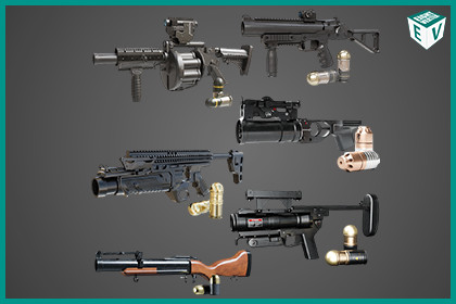 6 Grenade Launcher Black URP HDRP Textures