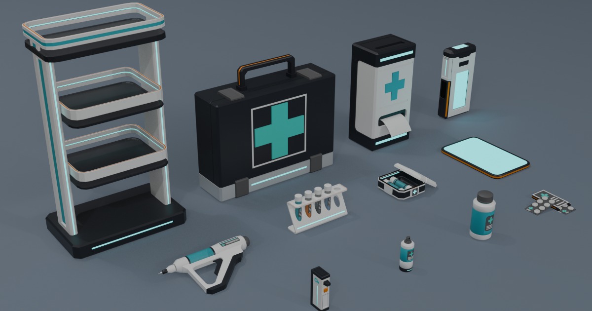 Low Poly Sci-Fi Medical Tools Pack E-002 | 3D Props | Unity Asset Store