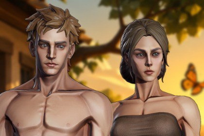 Stylized Man and Girl