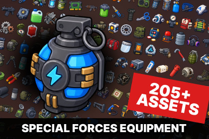 Military Tactical Survival Weapons Technology Equipment Icons Pack