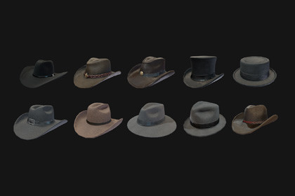 Cowboy Hats Pack Game-Ready 3D Models