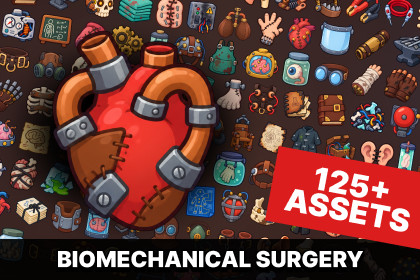 Steampunk Surgery Prosthetics Biomechanics Medical Icons Pack