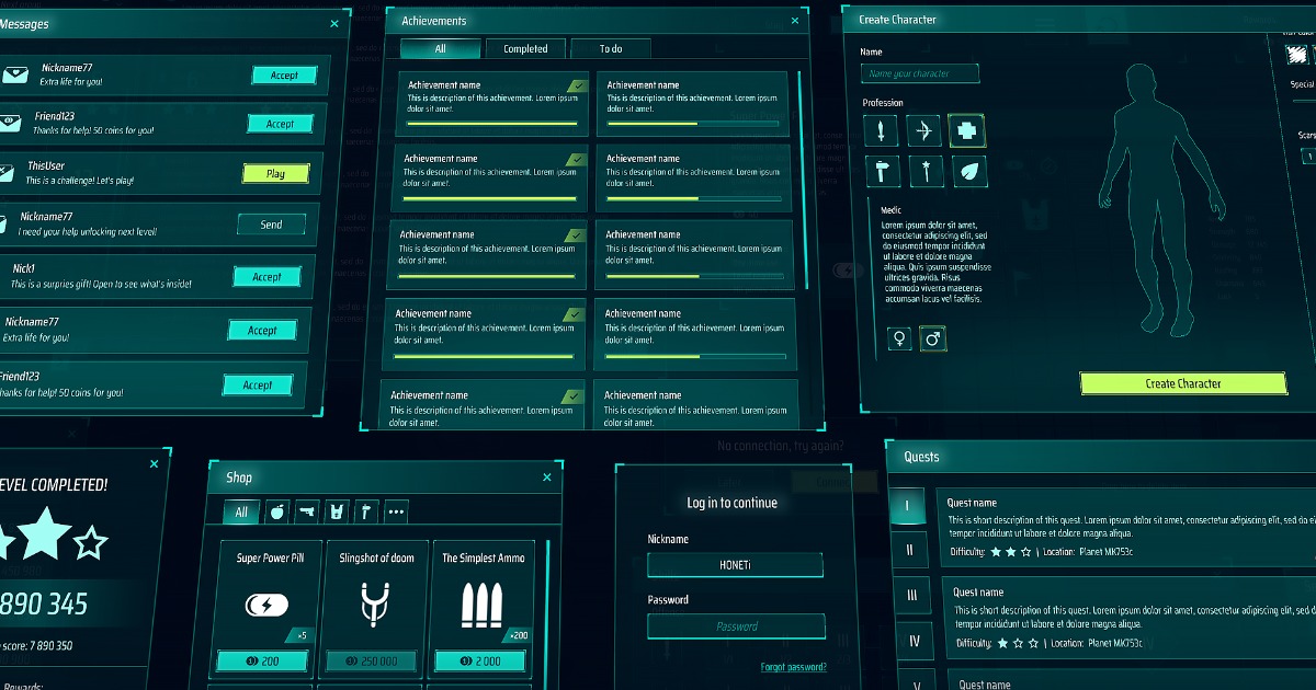 Space Force Gui Sci-Fi, Space full GUI / UI Kit - over 700 PNG + psd, ai sources | 2D ...