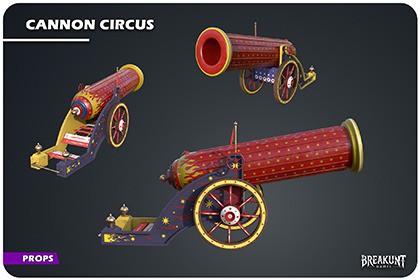 Cannon Circus (circus, carnival, fairground, cannon, vintage, colorful, prop)