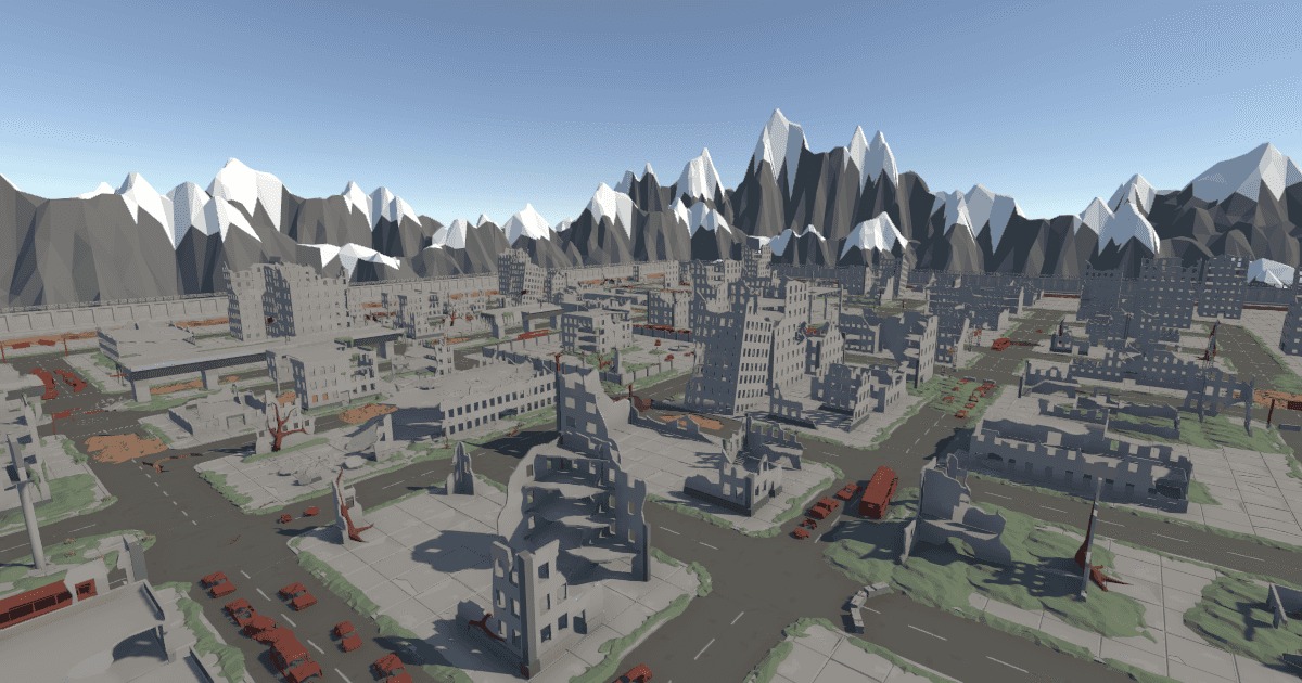 Apocalyptic Environment Unity The City Ruins - LowPoly Post-Apocalyptic Environment | 3D Environments ...