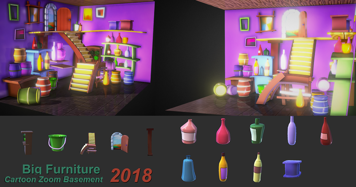 Cartoon Zoom Basement DM | 3D Furniture | Unity Asset Store