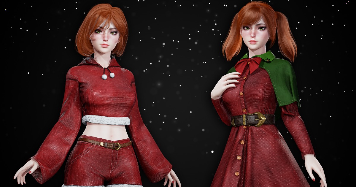 Girls Vector Unity New Year Girls | Characters | Unity Asset Store