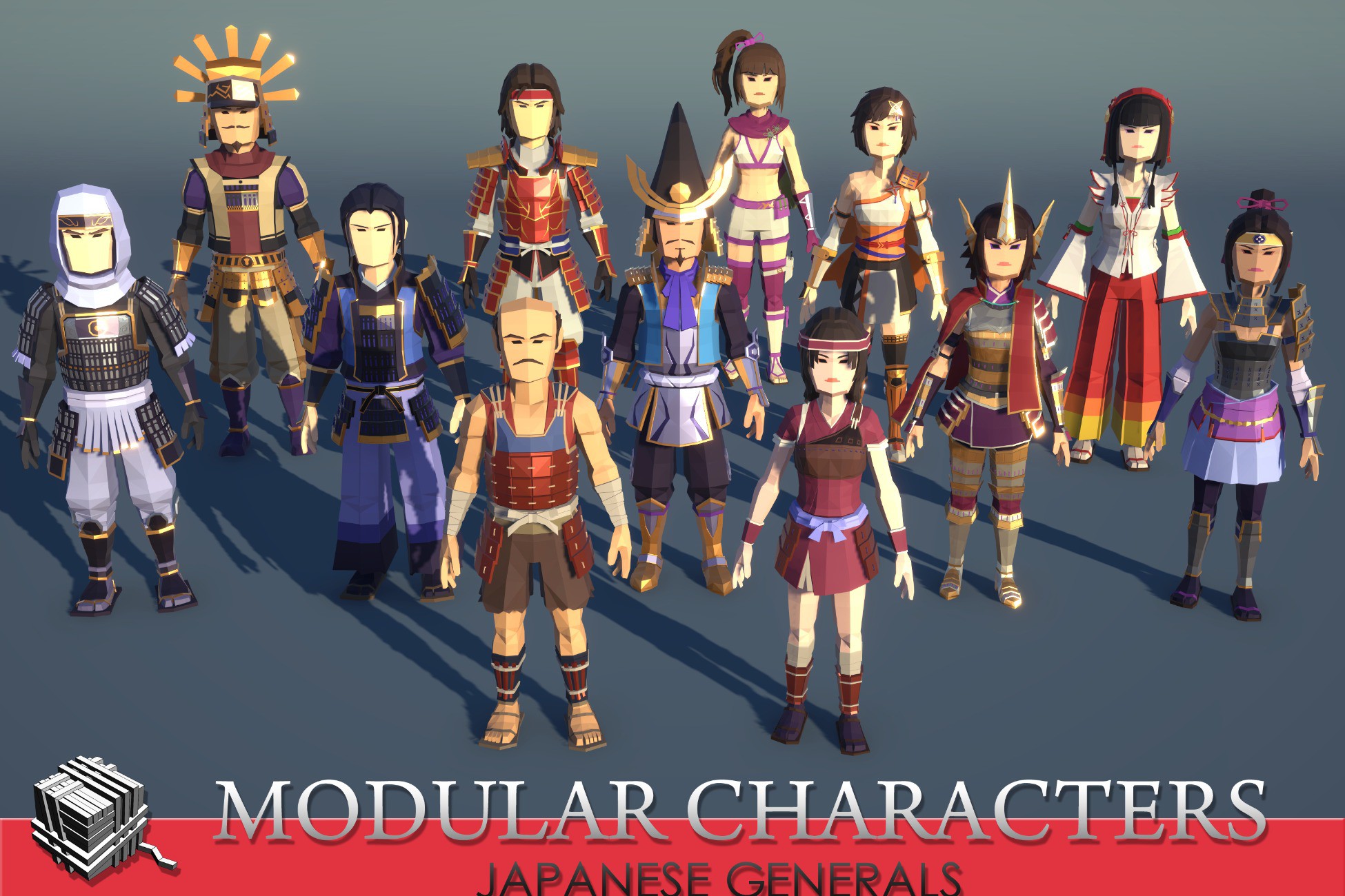 Unity Polygon Character Polygon Characters_Modular Japanese Generals | Characters | Unity Asset ...
