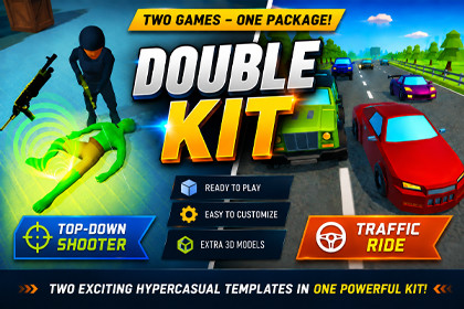 Double Kit | Two Hypercasual Templates | Top-Down Shooter | Traffic Ride