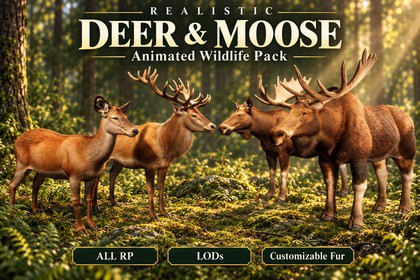 Realistic Deer & Moose – Animated Wildlife Pack
