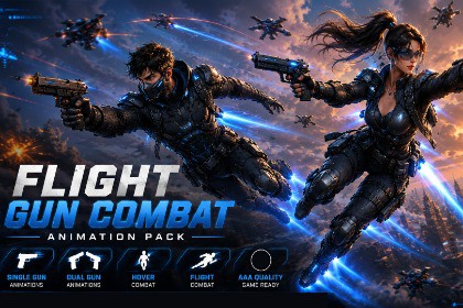 Flight Gun Combat Animation Pack