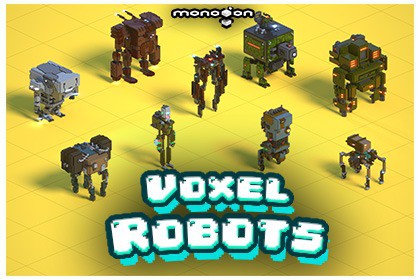 Voxel Robots - 3D pixel art - monogon