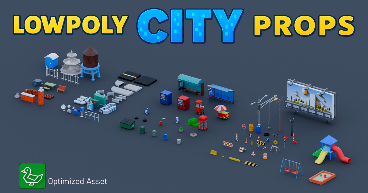 Lowpoly City Props | 3D Exterior | Unity Asset Store