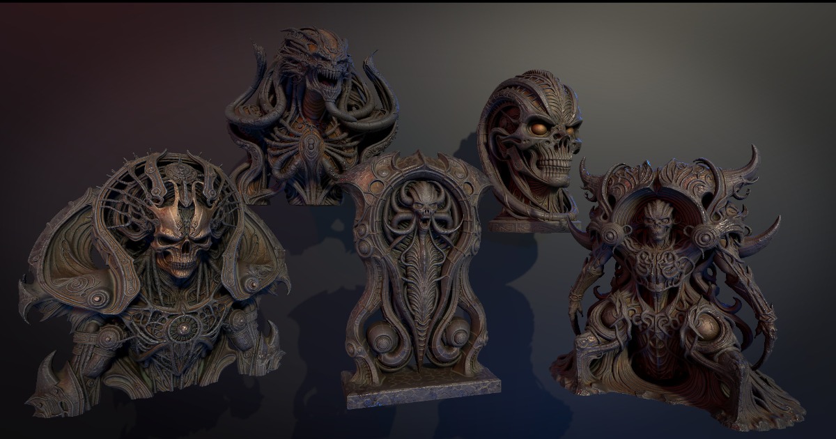 5 Biomechanical Bio Relics | 3D Props | Unity Asset Store