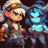 Tiny fantasy cartoon stylized male and female characters drawn style vol.2