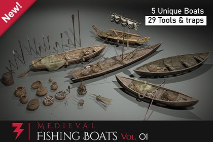 Medieval Fishing Boats Pack Vol. 1 – Fishing Tools & Traps