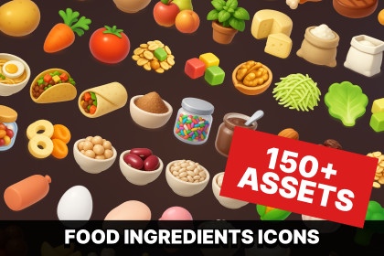 Food Ingredients Icons Pack Cooking Crafting Kitchen Items Collection