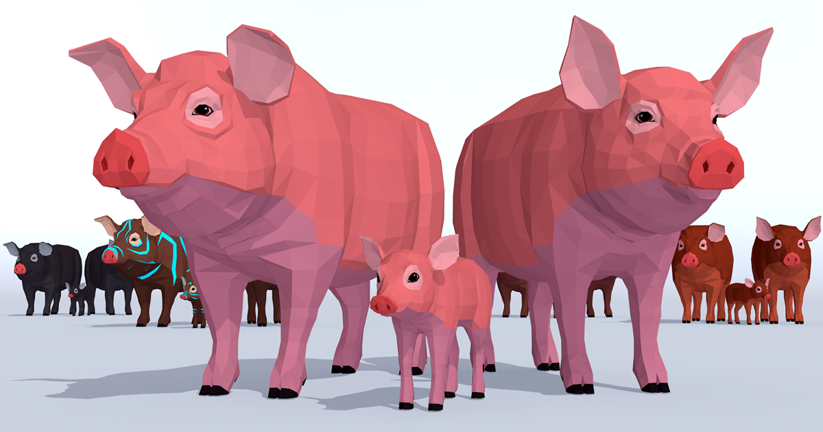 Pig Unity LowPoly Pigs pack | 角色 | Unity Asset Store